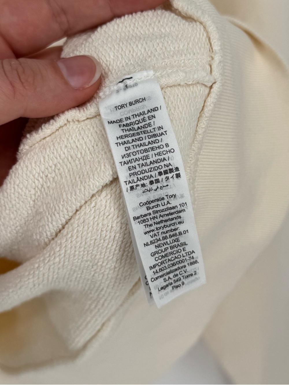 Tory Burch Sport French Terry Varsity Crewneck Sweatshirt LOVE White Medium - Picture 12 of 12